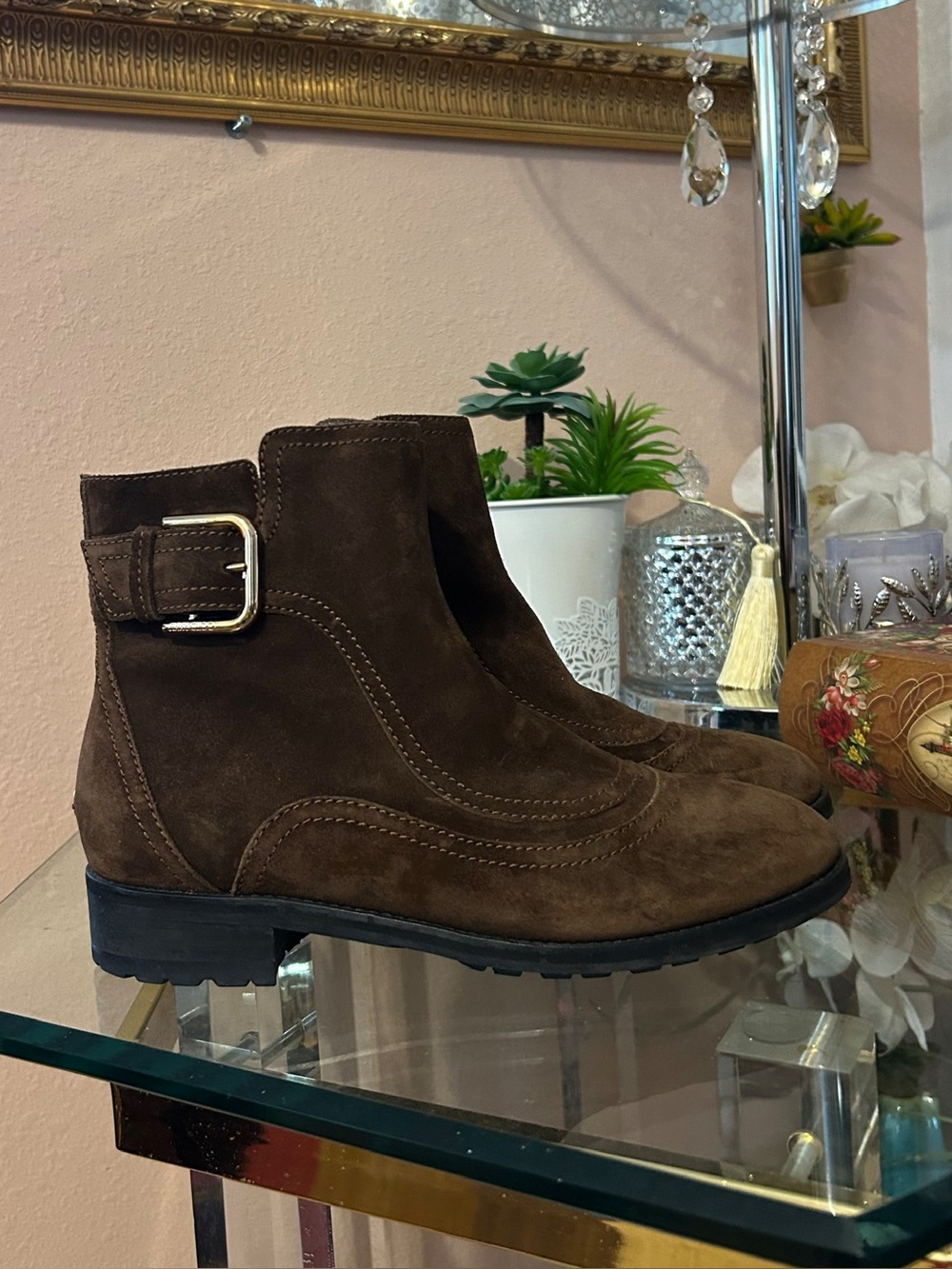 Jimmy Choo Brylee Flat Cedar Suede Ankle Boots Size 38